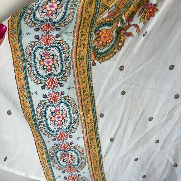 Free People Darjeeling Printed Slip Dress In Ivory Crochet Lace Sides Medium - Picture 4 of 7